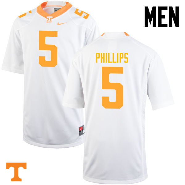 Men #5 Kyle Phillips Tennessee Volunteers College Football Jerseys-White